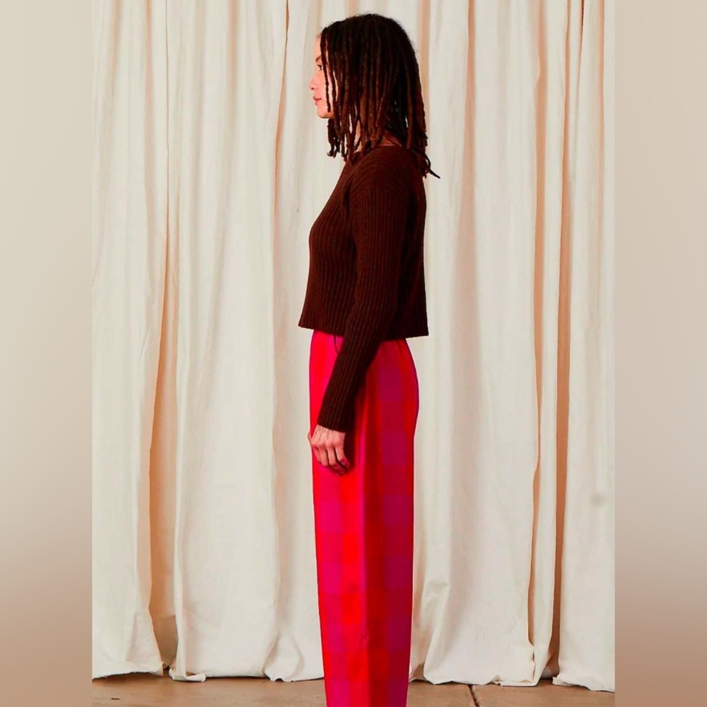 Ali Golden Merino Wool Ribbed Sweater - Chocolate - Picture 2 of 7